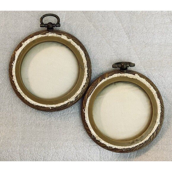 Vintage Dutch Cross Stitch Art Mini Framed Folk Scenes Blue Embroidery Set of 2 - Picture 2 of 7